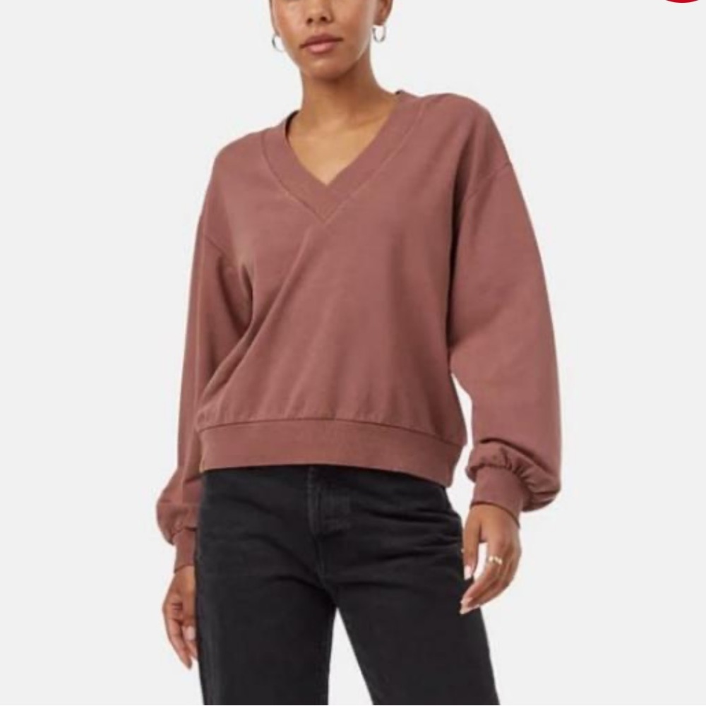 tentree Women's V-Neck Sweater in Mauve medium